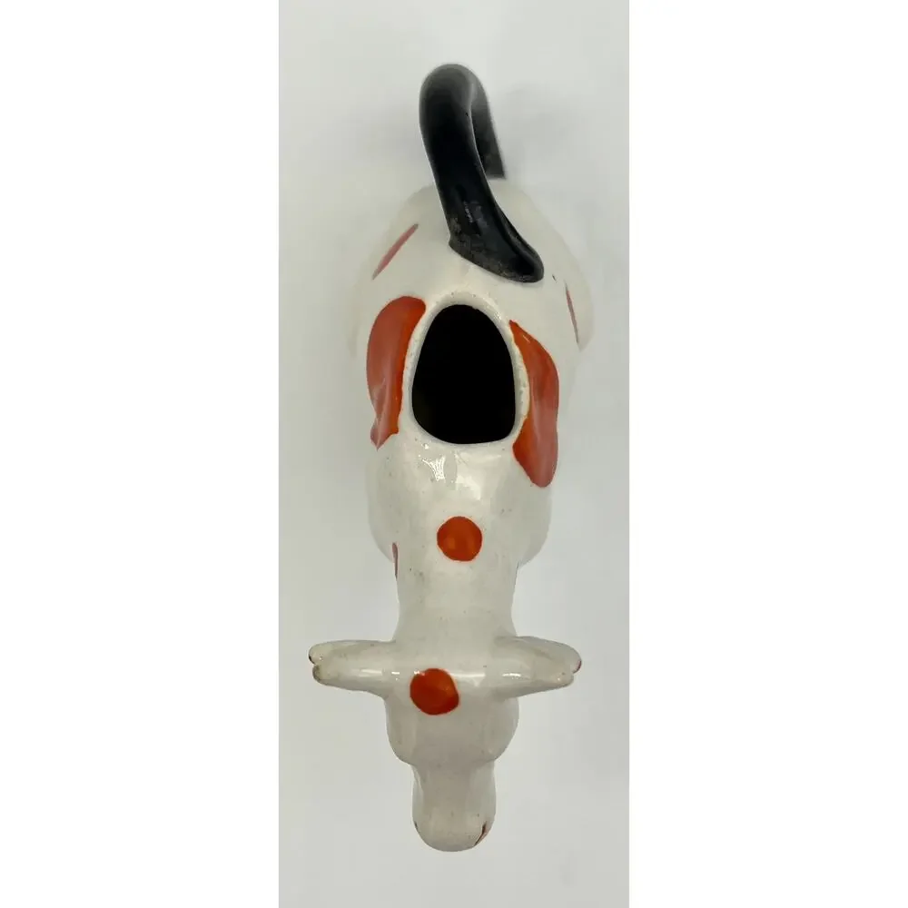 Vtg MCM Farmhouse Ceramic White w/ Orange Spots Cow Kitchen Creamer Serveware